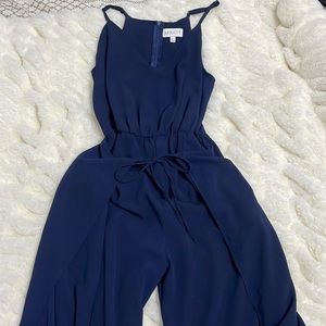 Navy Blue Tie Front Romper